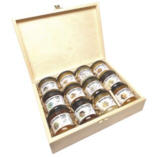 naturalszop Strona główna 7 Gotowy zestaw prezentowy 12 miodów 170g w stylowym drewnianym pudełku (Premium)